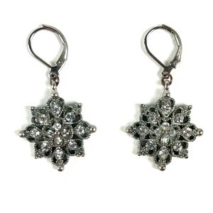 White House Black Market Silver Medallion Rhinestone Earings